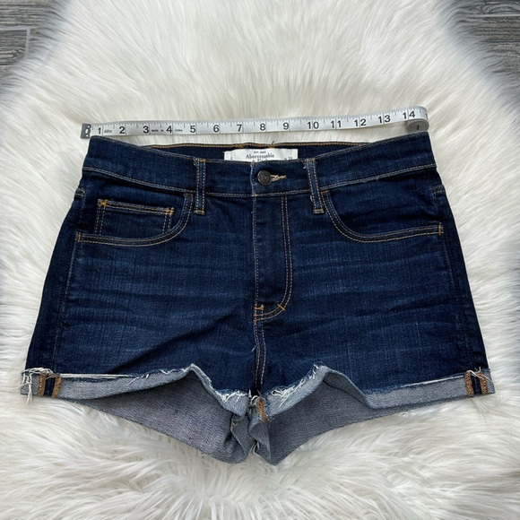 Abercrombie & Fitch Dark Blue Denim Cuffed Shorts - Picture 4 of 8